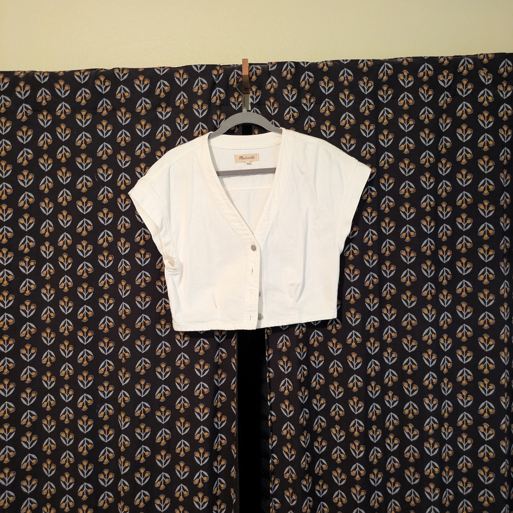 Madewell White Button-Up Crop Top